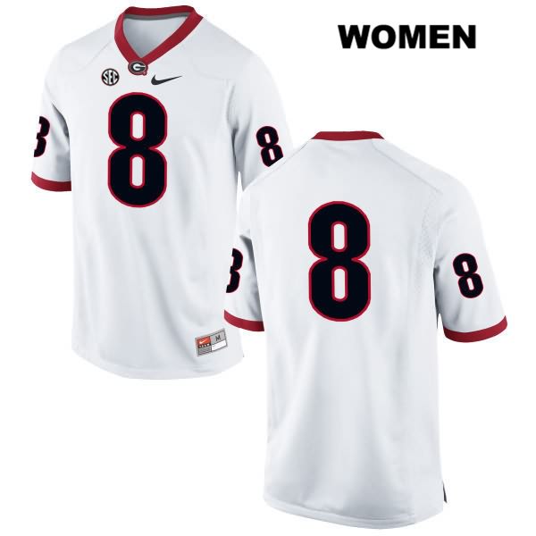 Georgia Bulldogs Women's Deangelo Gibbs #8 NCAA No Name Authentic White Nike Stitched College Football Jersey NRO7256DT